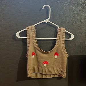 Cropped Mushroom Sweater Vest made by the brand Hazel Moon